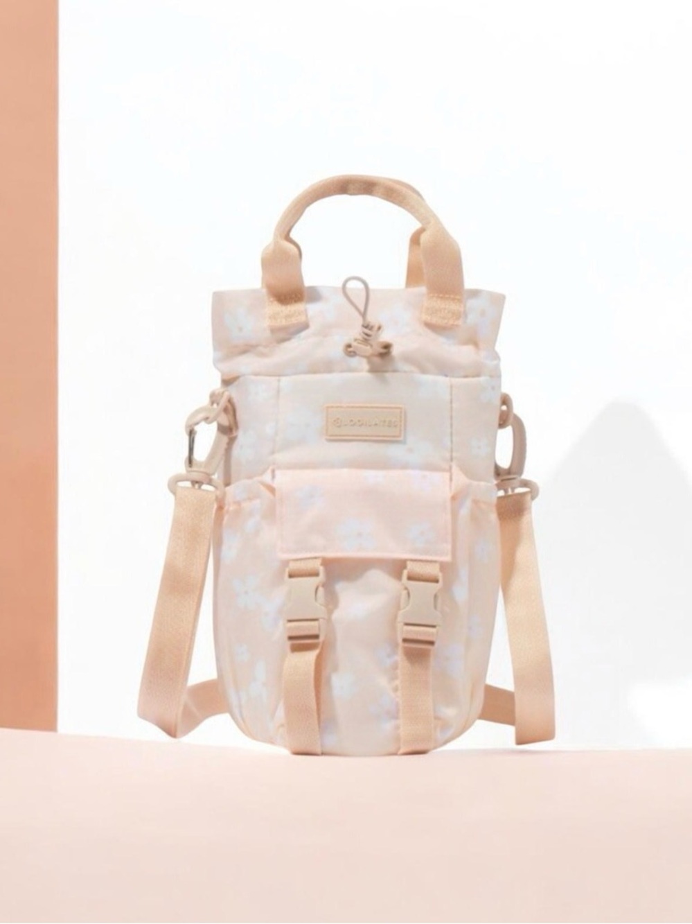 Pale Pink Bucket Crossbody Bag with Adjustable Strap - Picture 3 of 6